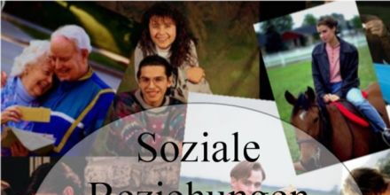 Der Buchdeckel von "Soziale Beziehungen unter die Lupe genommen" von Daniel Kolb. Eine Bildcollage mitunterschiedlichen Paaren: jung, alt, Mann, Frau, Mensch, Tier.