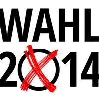 Der Schriftzug WAHL 2014. Die Ziffer 0 ist mit rotem Stift angekreuzt.