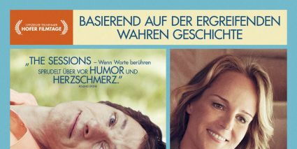 Das Plakat zum Film "The Sessions - Wenn Worte berühren" mit Porträt-Aufnahmen der HauptdarstellerInnen Ethan Hawke, Helen Hunt und William H. Macy.